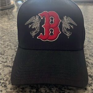 Black and Red Embroidered Cap